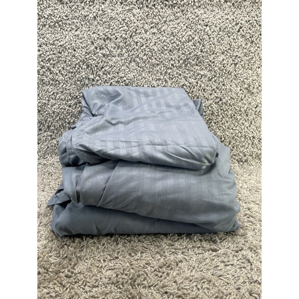 King Size Extra Soft 4 Piece Sheet Set Grey Striped Polyester Home Bedroom